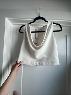 Zara Ivory Cowl Neck Cropped Camisole